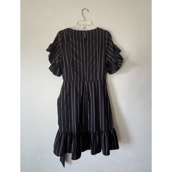 Supply & Demand Striped Dress Women’s Size 2 Faux Wrap Ruffle Trim Sleeve Preppy - Picture 2 of 9